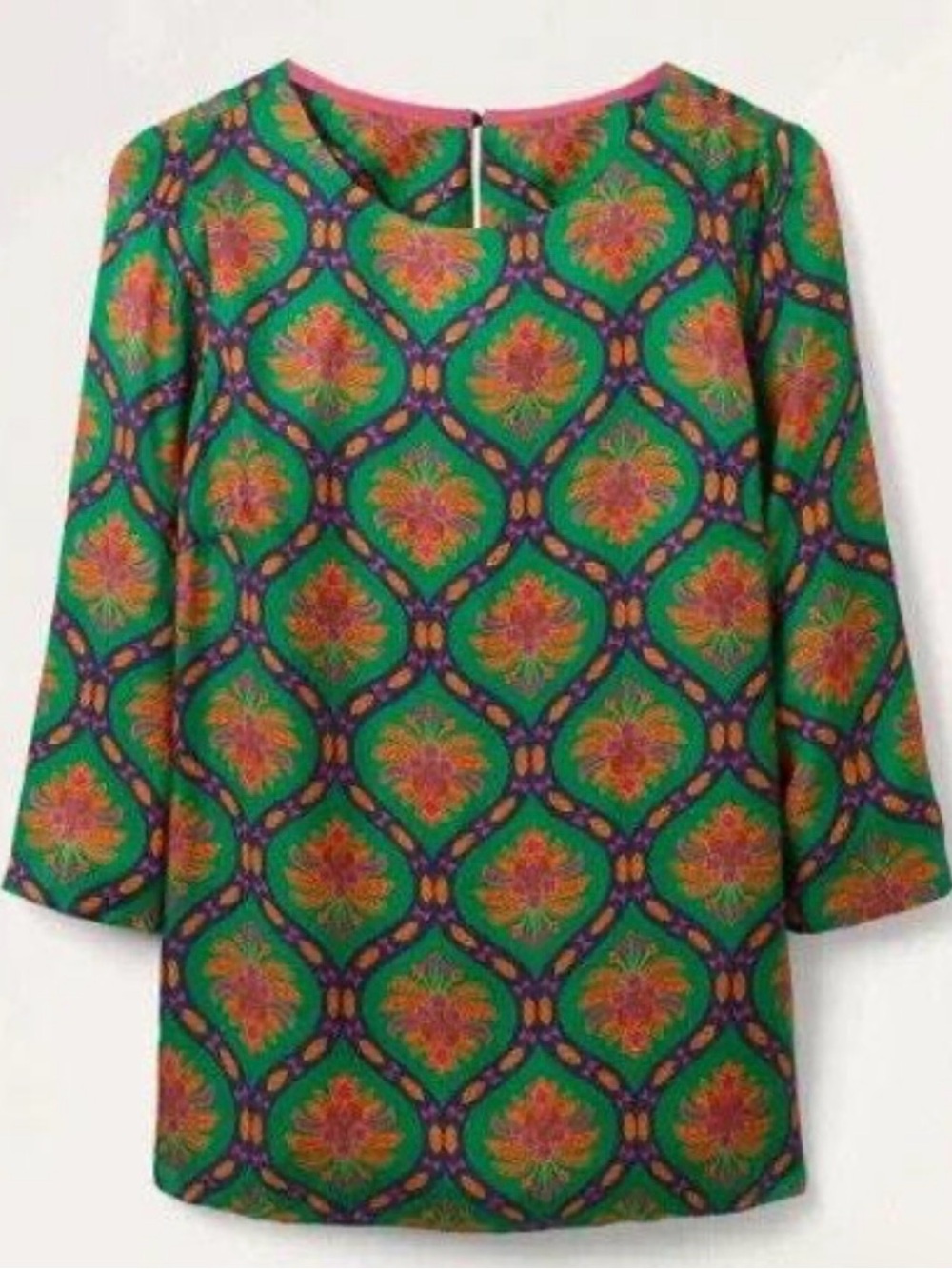Boden Jennifer Sage Green Ornate Bloom Blouse Multicolor Long Sleeve
